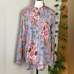 Elfin grey with multicolour floral print blouse XL